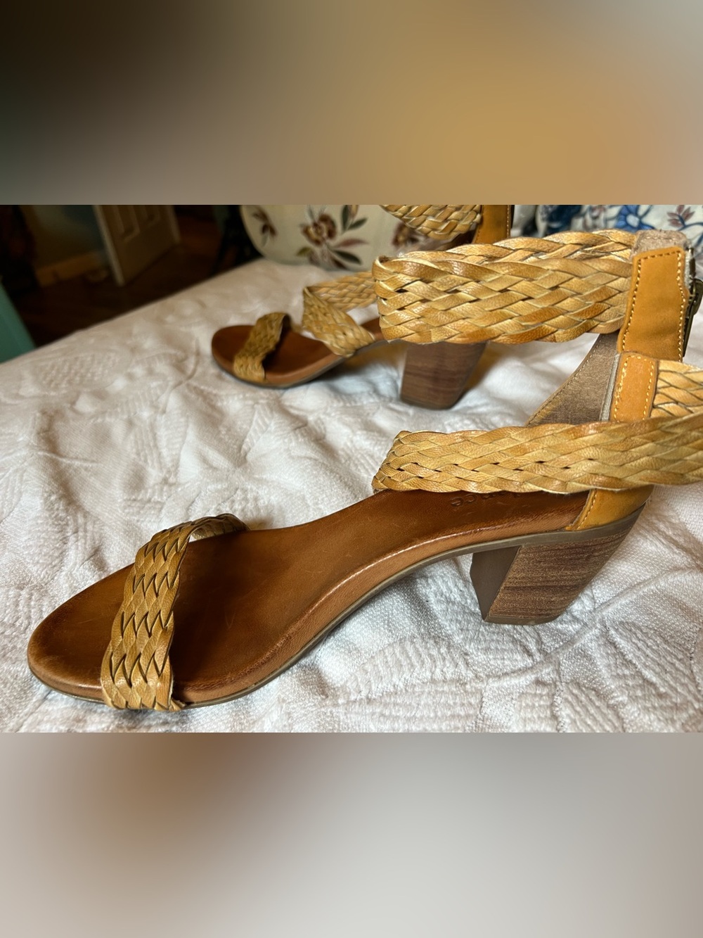 Sundance ❤️ Italian Leather Braided Ankle-Strap Heeled Sandals size EU 42, US 11 - Picture 7 of 12